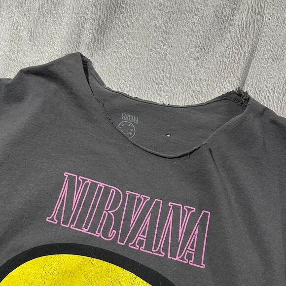 Grey Nirvana Band Tee smiley face tshirt size medium - Picture 3 of 6